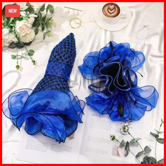 Wide Brim Organza Derby Hat Set with Gloves and Pearl Jewelry display picture 2
